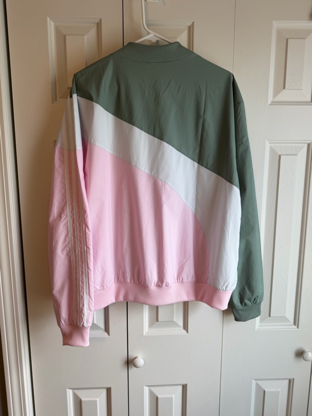adidas Colorblock Track Jacket in Sage, White & Light Pink - Picture 4 of 6